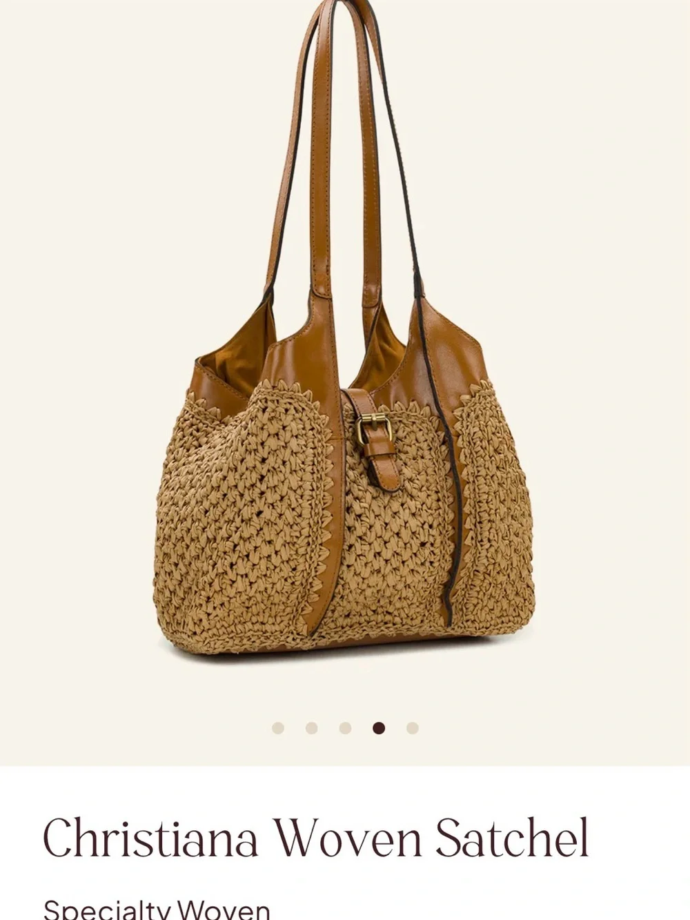 Patricia Nash Christiana Woven Satchel Tan with Leather Trim with dust bag. - Picture 10 of 15